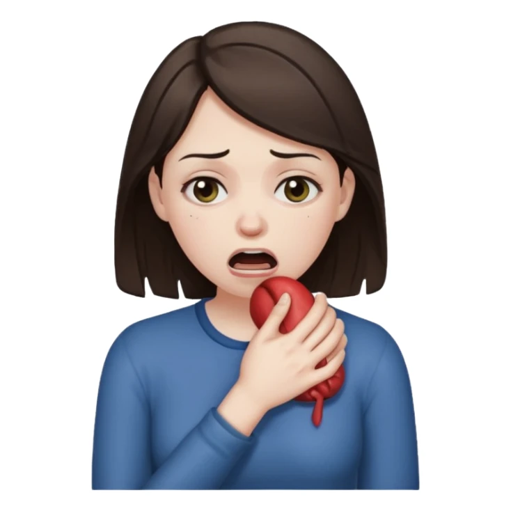 a brunette woman choking herself sticker