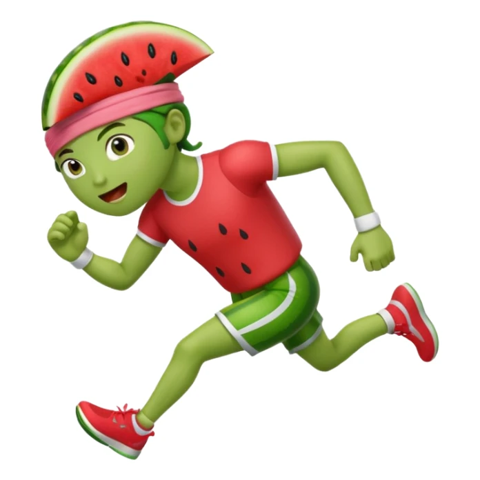 Running Watermelon with arms and legs with a sports headband  sticker