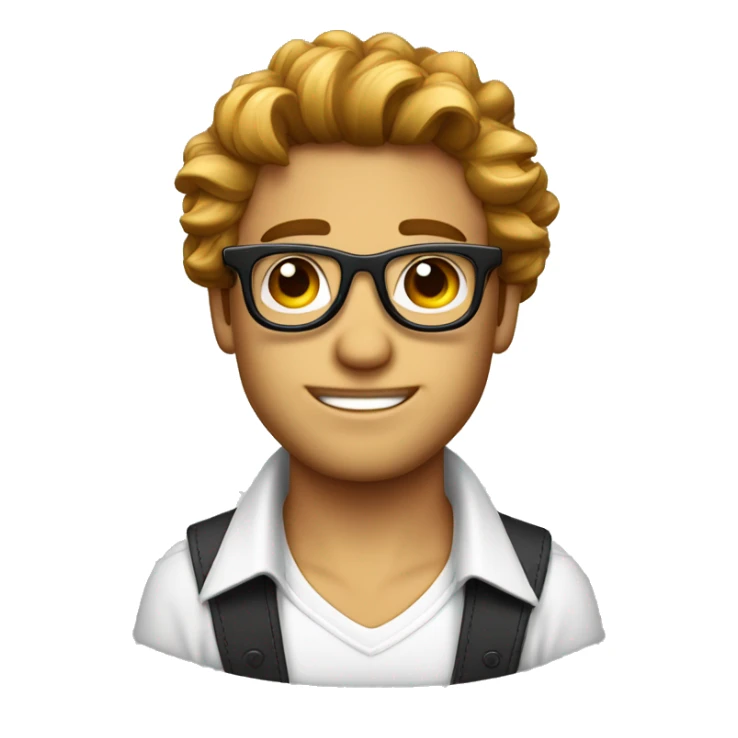 Chico lindo de cabello rubio rizado con gafas y ojos cafés  sticker