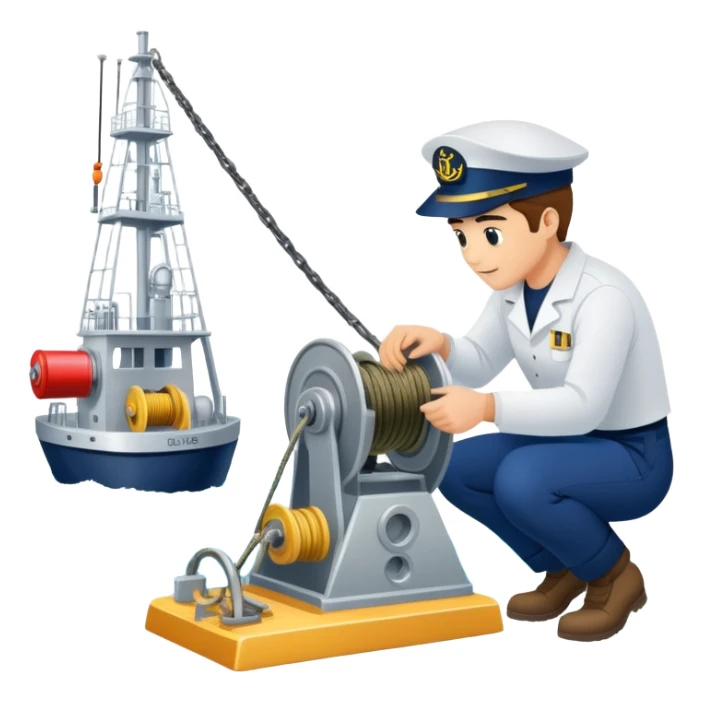 Sequential process of sailor operating winch, retrieving sediment core, and scientists examining ocean floor samples in lab sticker