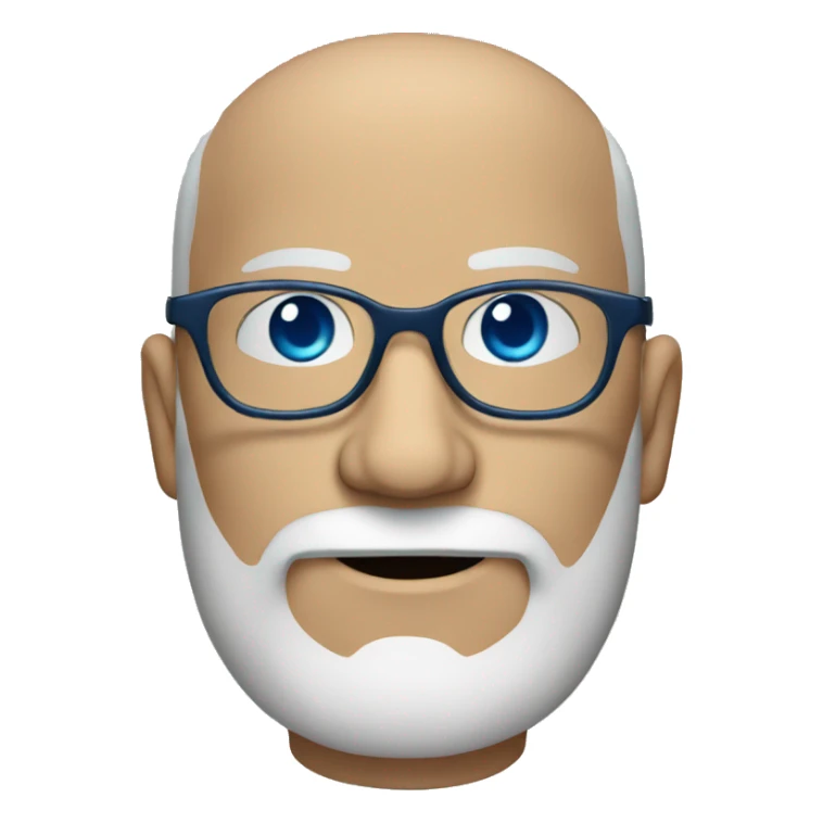 a bald man with a salt and pepper beard and blue eyes and glasses sticker