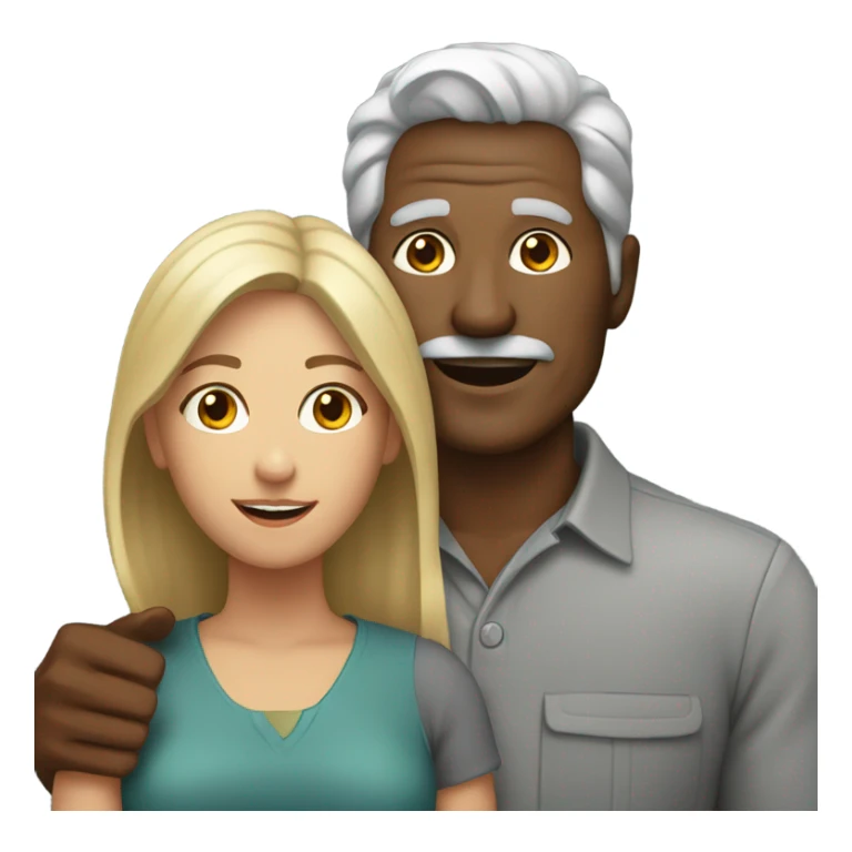 couple old brown guy and younger blond girl sticker