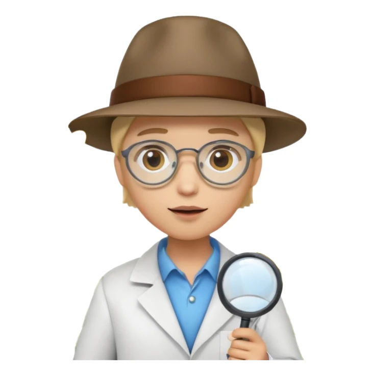 A 3D cartoon scientist wearing a hat and holding a magnifying glass close to bright flowers, curious expression, detailed Memoji-style realism.A 3D cartoon scientist wearing a hat and holding a magnifying glass close to bright flowers, curious expression, warm daylight. sticker