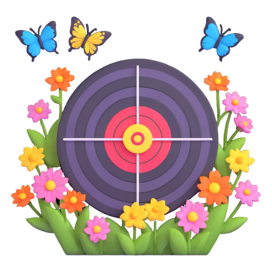 A target bullseye with butterflies and spring blossoms sticker