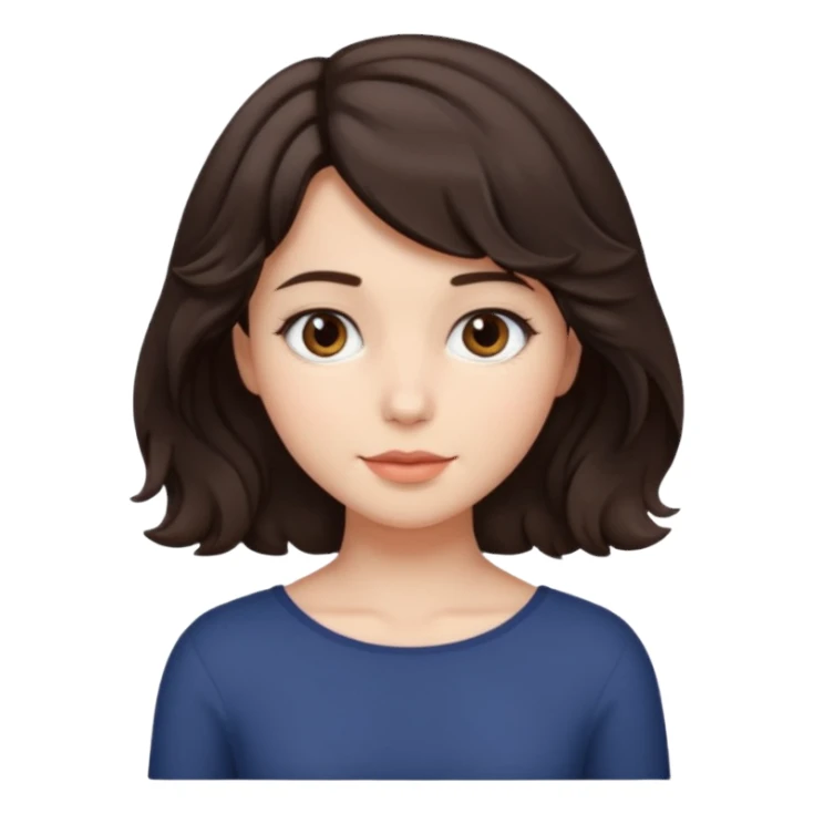Short hair until shoulders wavy dark brown and with perçems and a soft look but girl sticker