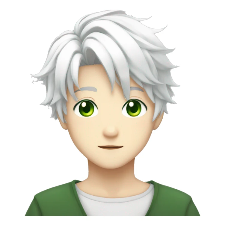 ANIME boy white hair with green eyes and white hair sticker