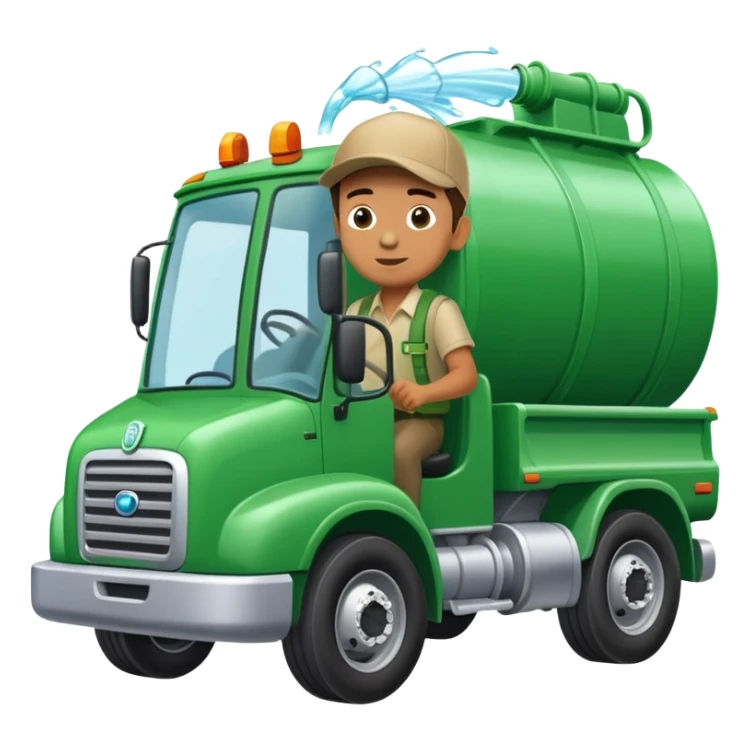 Boy driving a green hinckley water truck  sticker