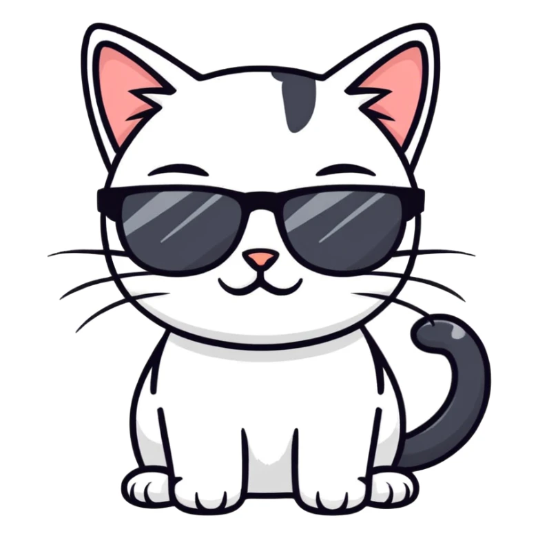 playful and cool cat with sunglasses sticker