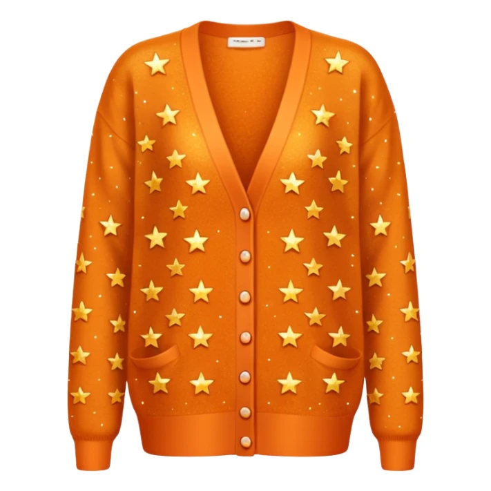 Orange glitter cardigan with small orange stars sticker