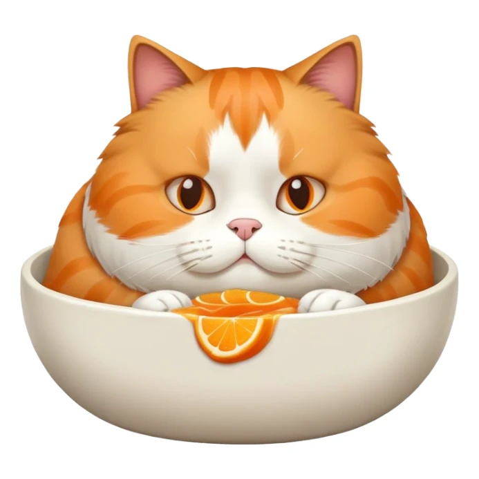 Fat cat eating from food bowl sticker