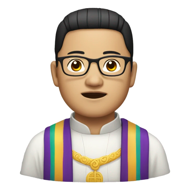 hmong priest with black hair, and glasses sticker