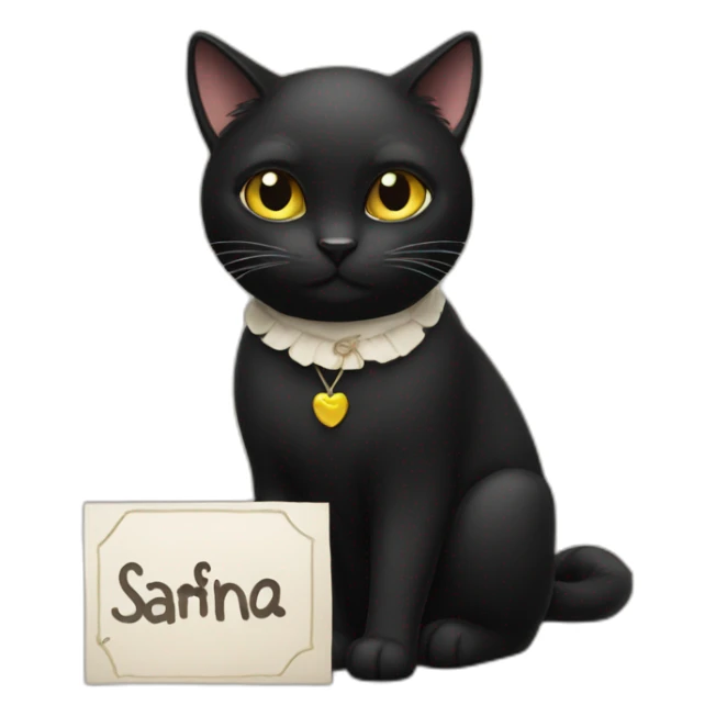 Black cat holding a sign with the inscription “Safina” sticker