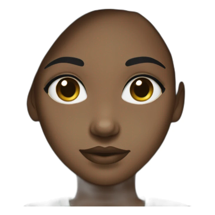 Black girl with dark brown bright eyes and long black hair parted with a widow's peak and pastel green shirt sticker