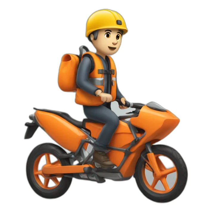 Bike guy orange life vest sticker