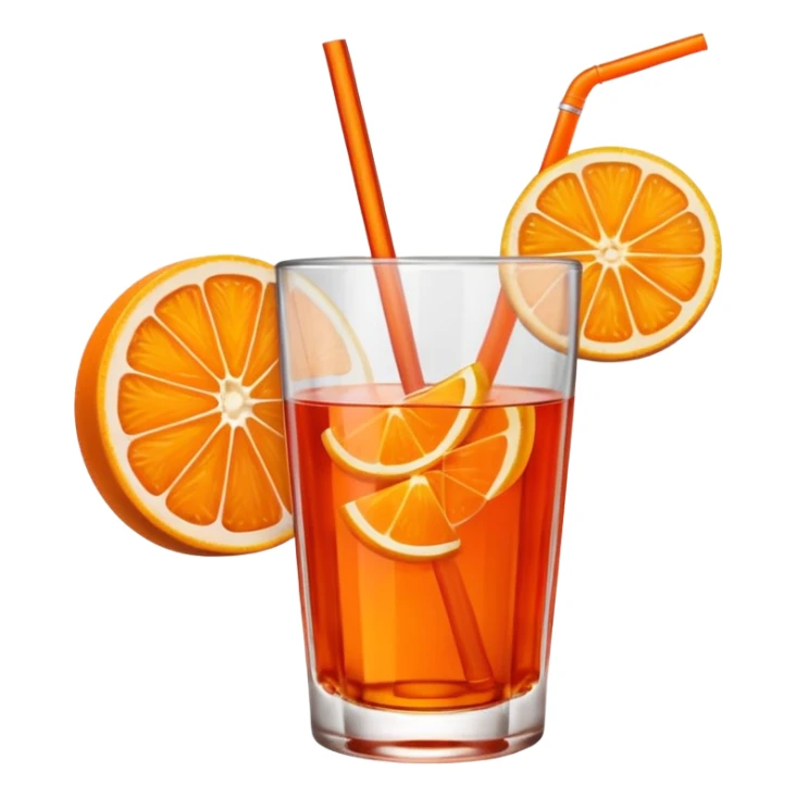 Mach mir einen Aperol in Emoji Stil - eine Orangenscheibe im Glas und ein Strohhalm - keine Deko am Glas oben sticker