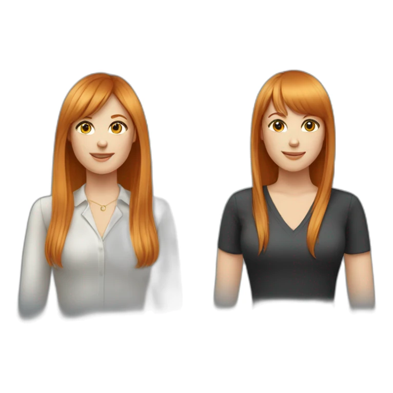Female friends, both CEOs, one with Long, red Hair and bangs, The other with short, blond Hair sticker