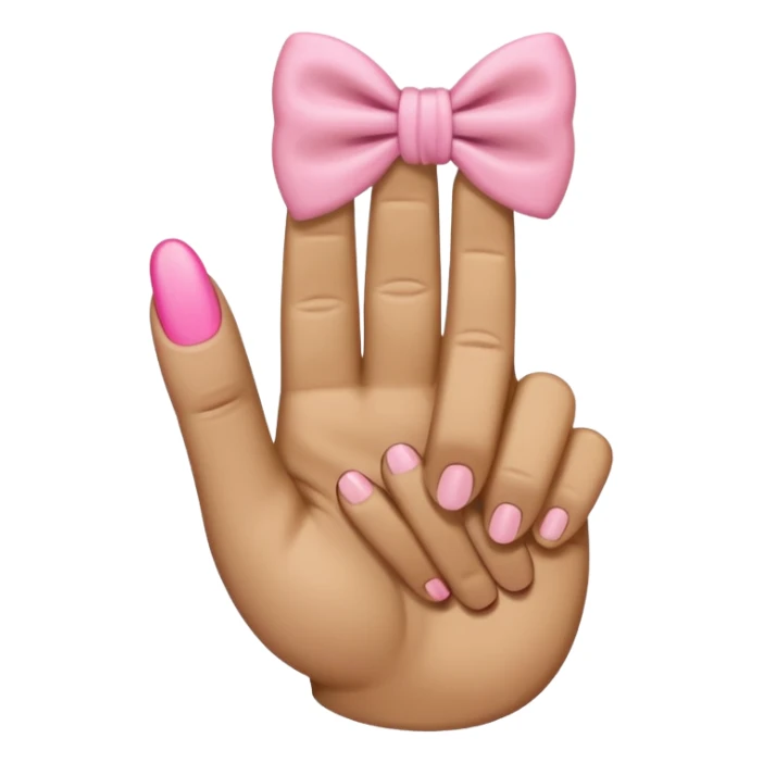 A tan middle finger with a pink bow on it  sticker