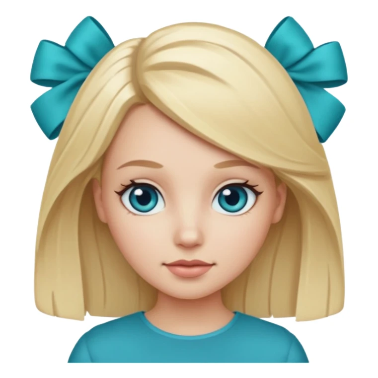 white girl with blond hair and teal bow sticker