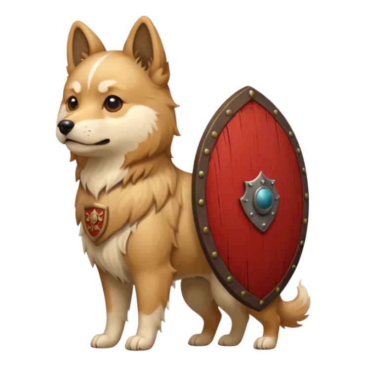 ancient chinese dog with only wooden shield sticker