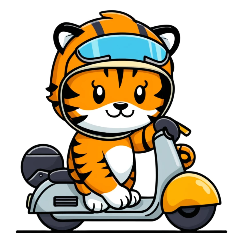 Tiger wearing a motorcycle helmet vacuuming  sticker