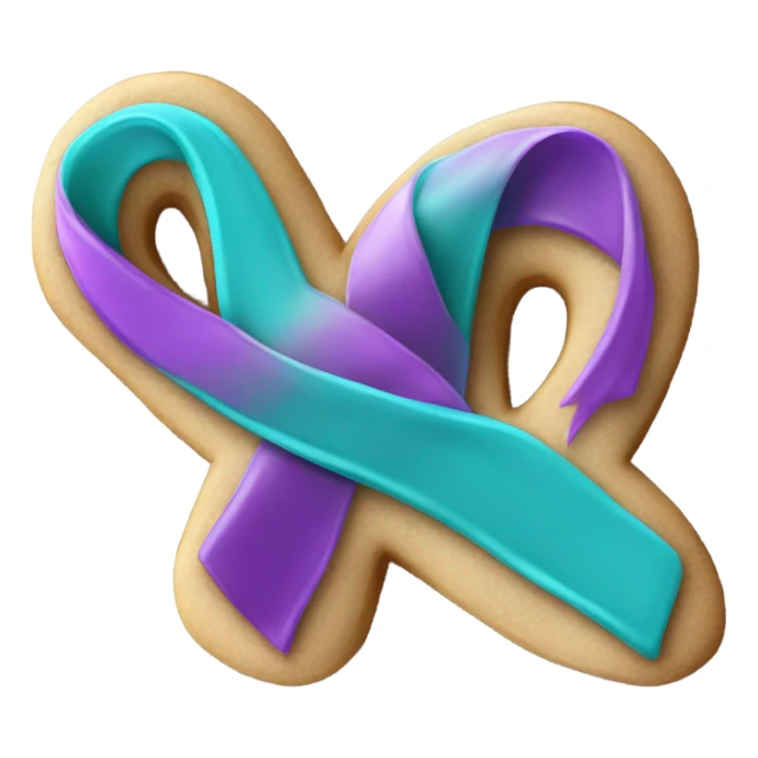 Purple teal Suicide awareness ribbon, heart cookie sticker