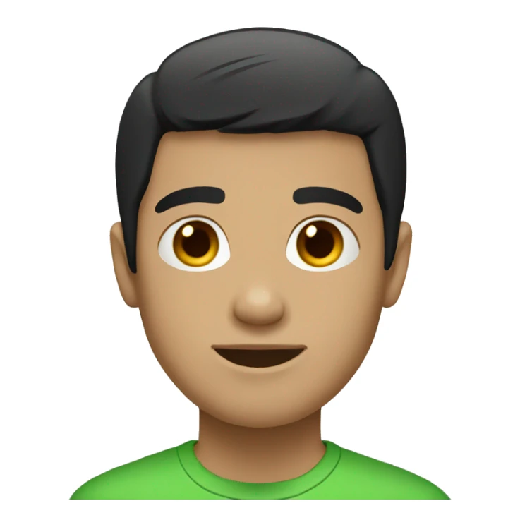 short black hair male green t-short sticker