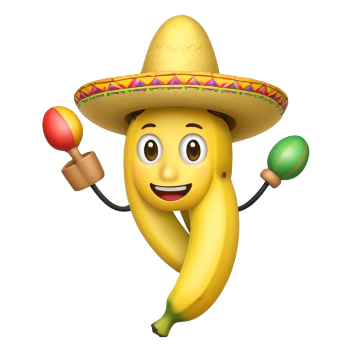Banana wearing a sombrero holding maracas sticker