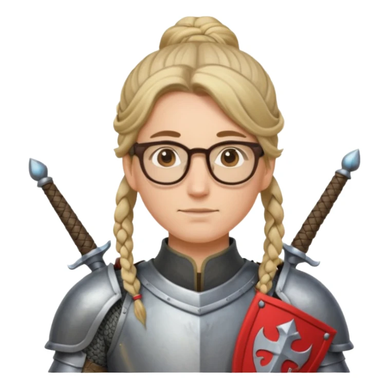 knight's with glasses with long boarder & hair bun hair sticker