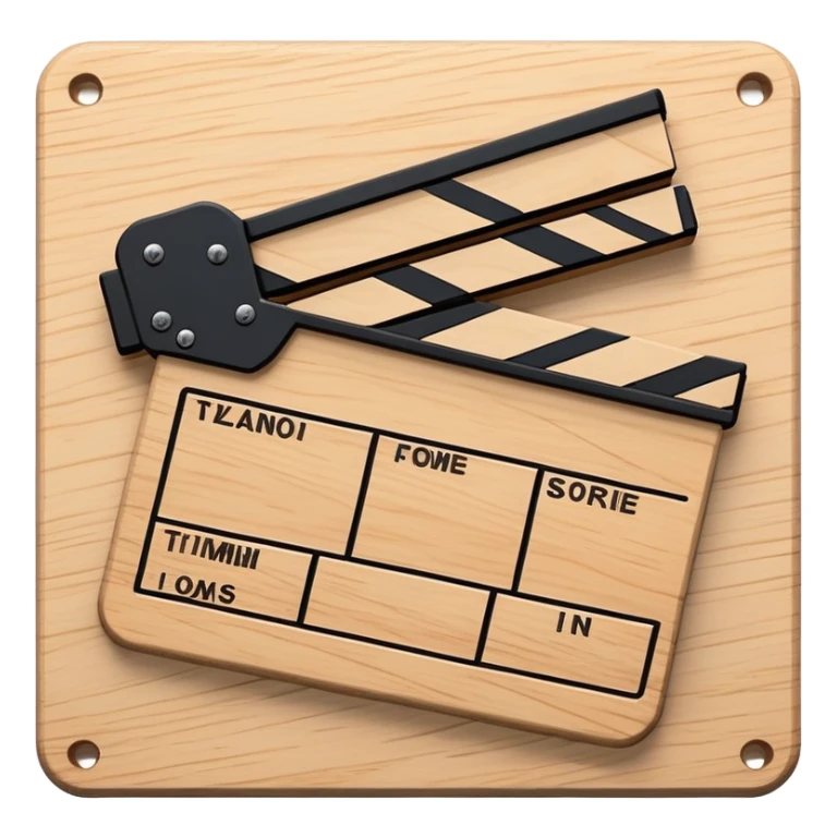 simple clapperboard from top view, geometric outline with thin black lines and single diagonal line, minimalist sticker