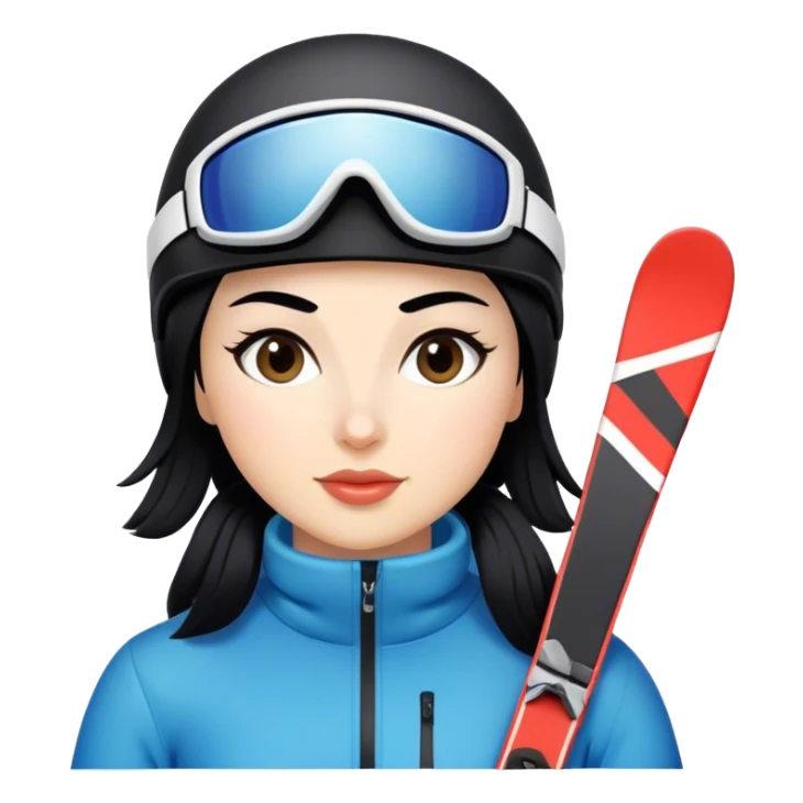 Ski woman downhill black hair2 sticker
