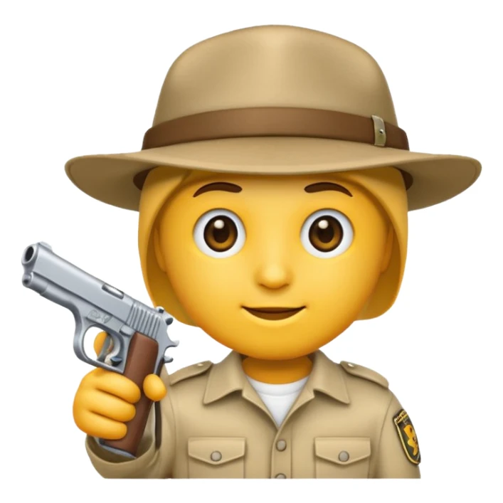 As un emoji blanco con una gorra y una garrafón un pistola  sticker