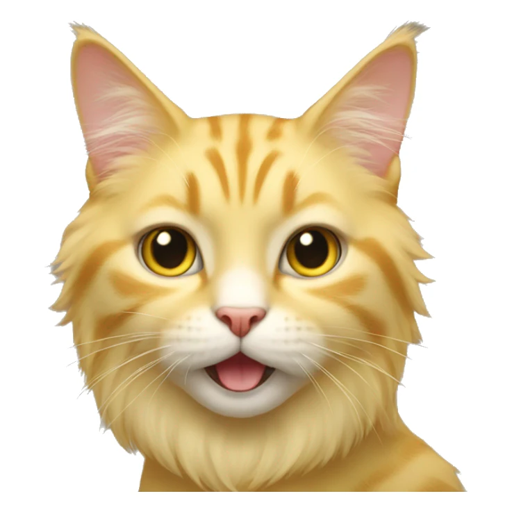 long hair yellow cat, have "()" around the cat's mouth sticker