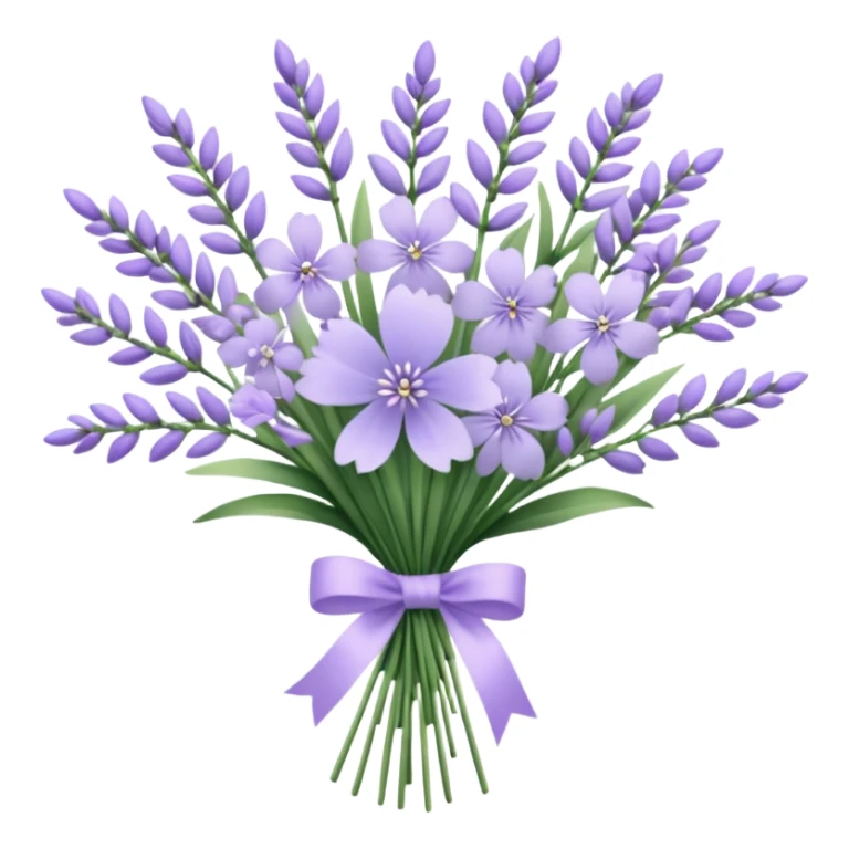 A delicate hand-tied lavender bouquet, featuring wisps of pale lila sticker