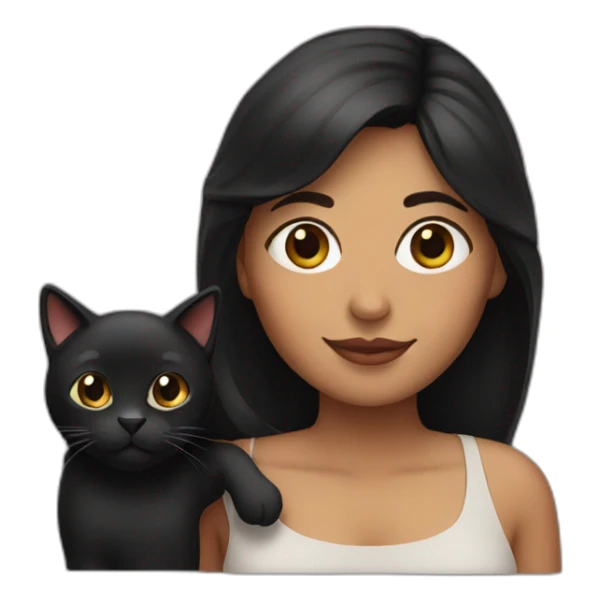 Latina woman with a black cat sticker