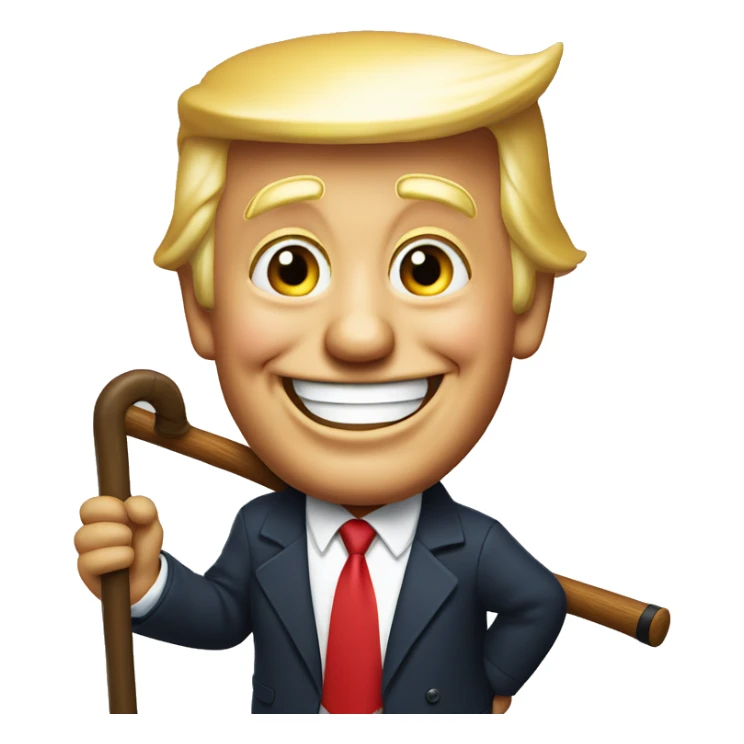 laughing donald trump with a cane sticker