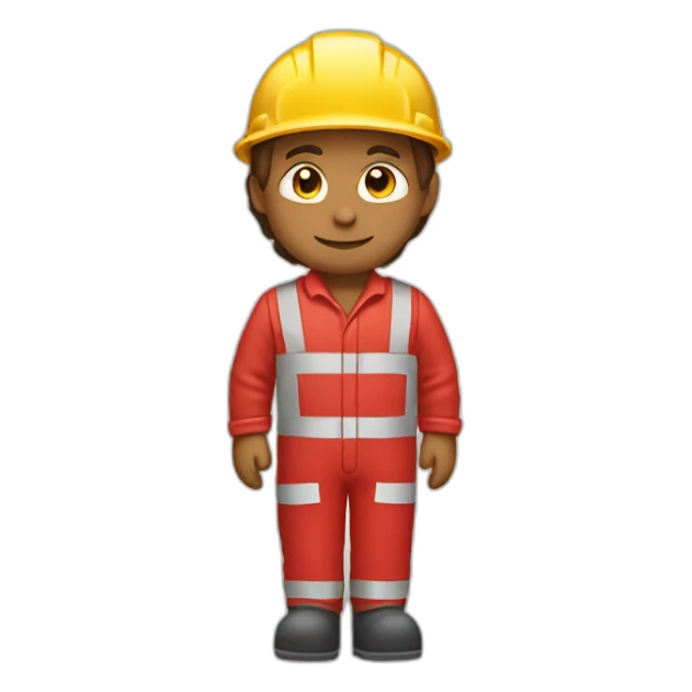 construction worker in red overalls and red helmet sticker