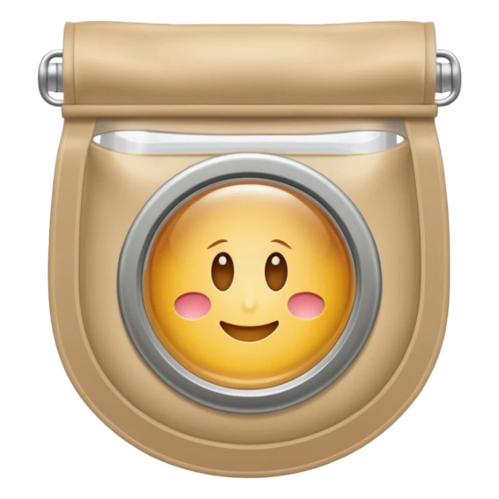 ostomy bag in beige with a circle in the middle sticker