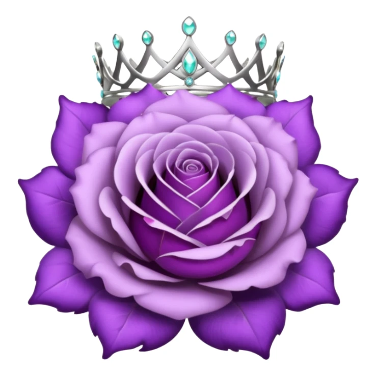 Purple rose flower, silver circle plaque, silver tiara sticker