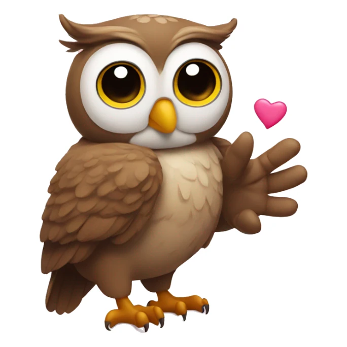 Owl sending kisses by hand sticker