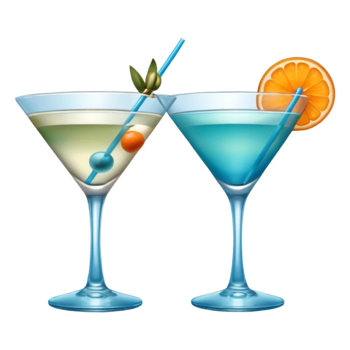 Create an two emoji of martini cocktail, cheers with blue lagoon cocktail sticker