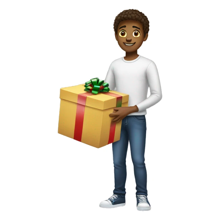 Teenage boy receives shelf as a Christmas gift sticker