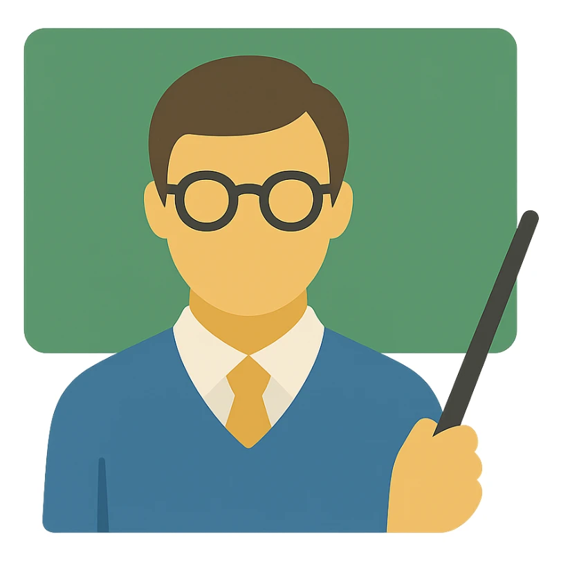 teacher, flat color icon, clean and modern sticker
