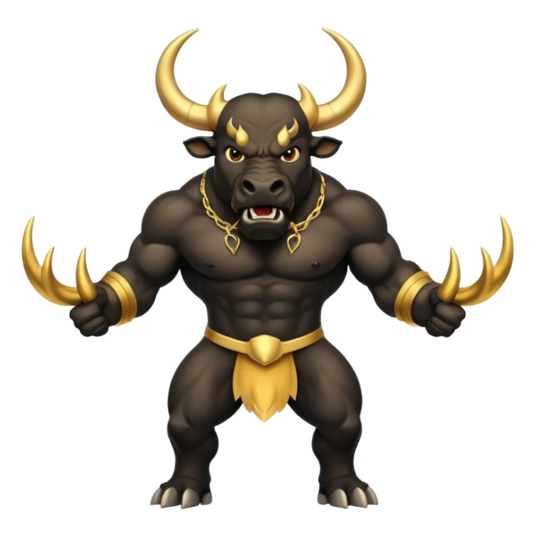 black angry powerful bull with golden horns emoji sticker