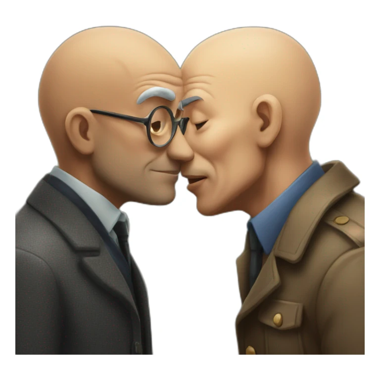 Black bald older  man detective kisses older european man detective  sticker