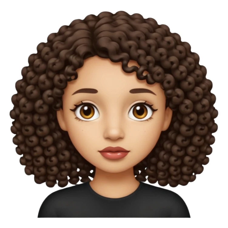 A light skin tone girl with a mole on her left side uper lips and curly dark brown hair sticker