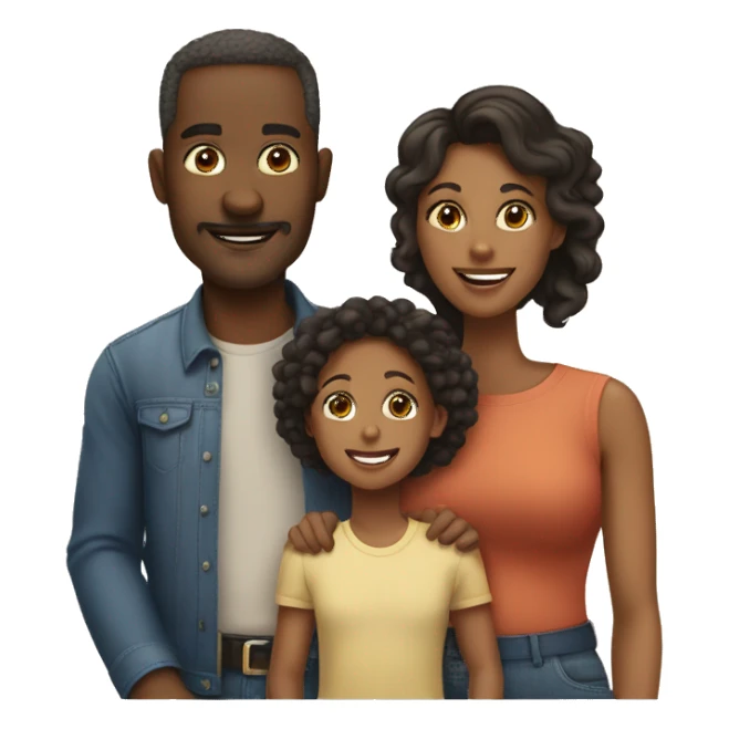 a loving black family black dad, light skinned mom, 1 son, 1 daughter sticker