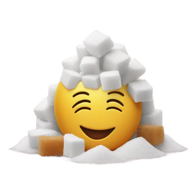 happy emoji with a pile of sugar sticker