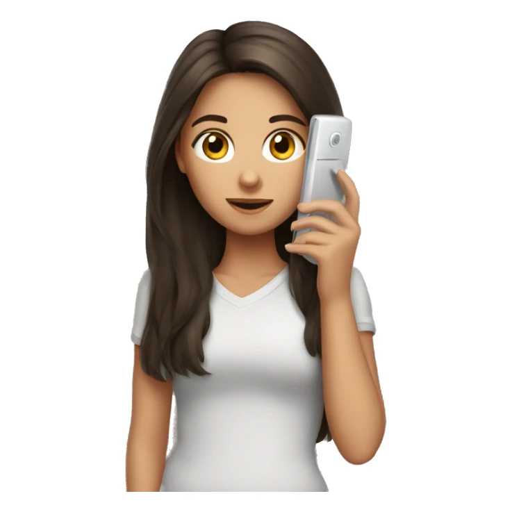 Brunette girl with a phone sticker