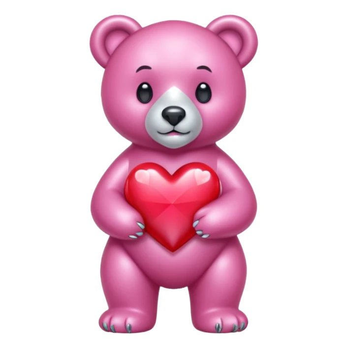 diamond bear pink  with a red heart de cuerpo entero sticker