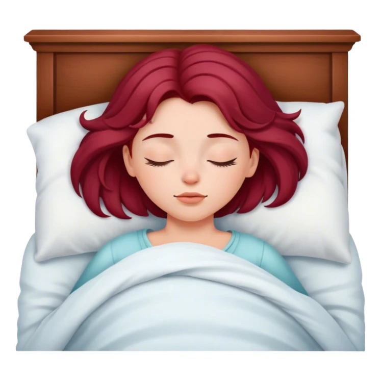 A beautiful, burgundy long haired girl sleeping in bed sticker